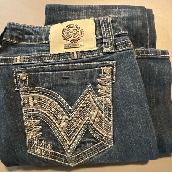 LA Idol Rhinestone blue Jeans Size 15 plus - Picture 1 of 8